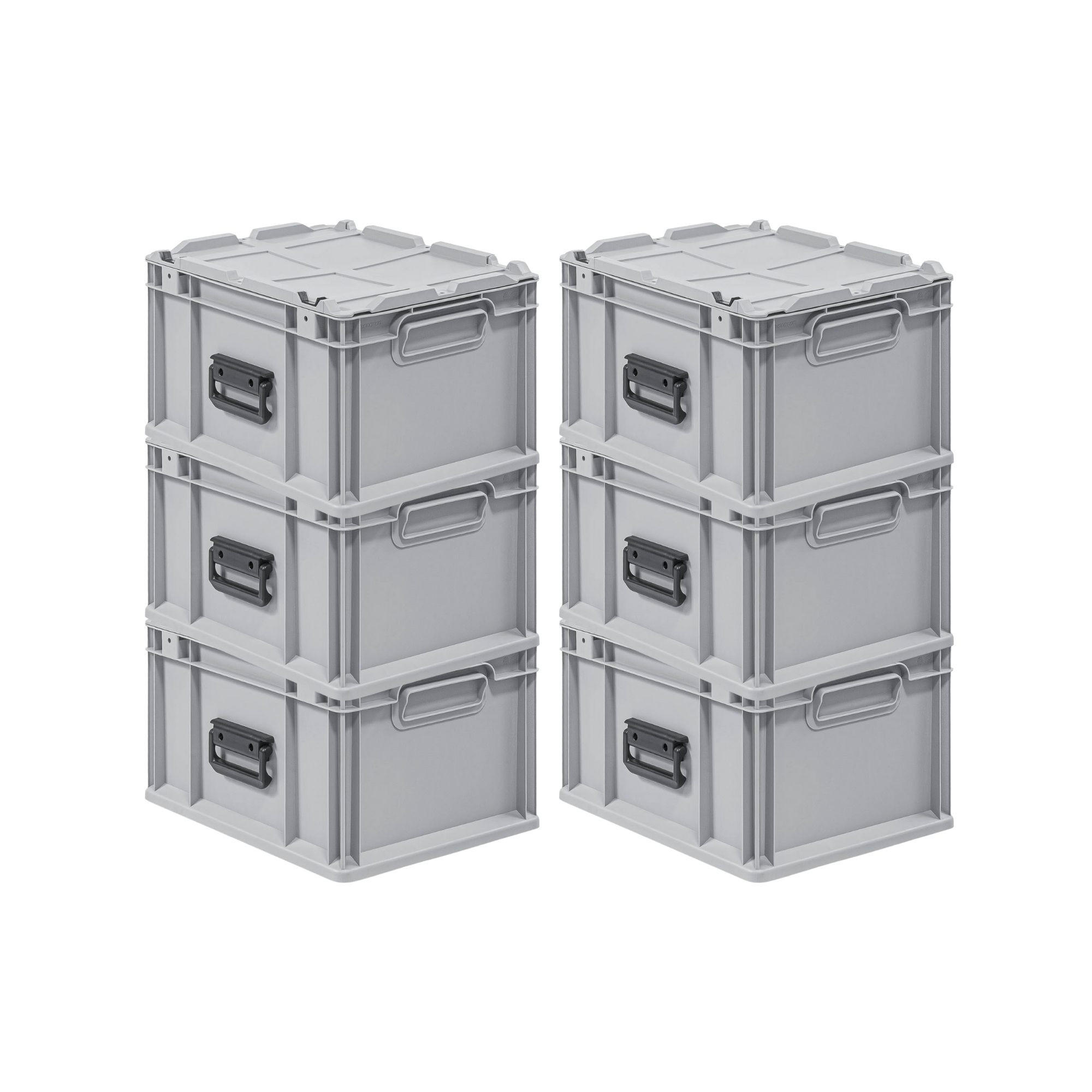 EUROBOX 6xEurobox Nextgen Portable 235x30x40cm 20 Liter - Grau, Kunststoff (30/23.5/40cm) - PROREGAL