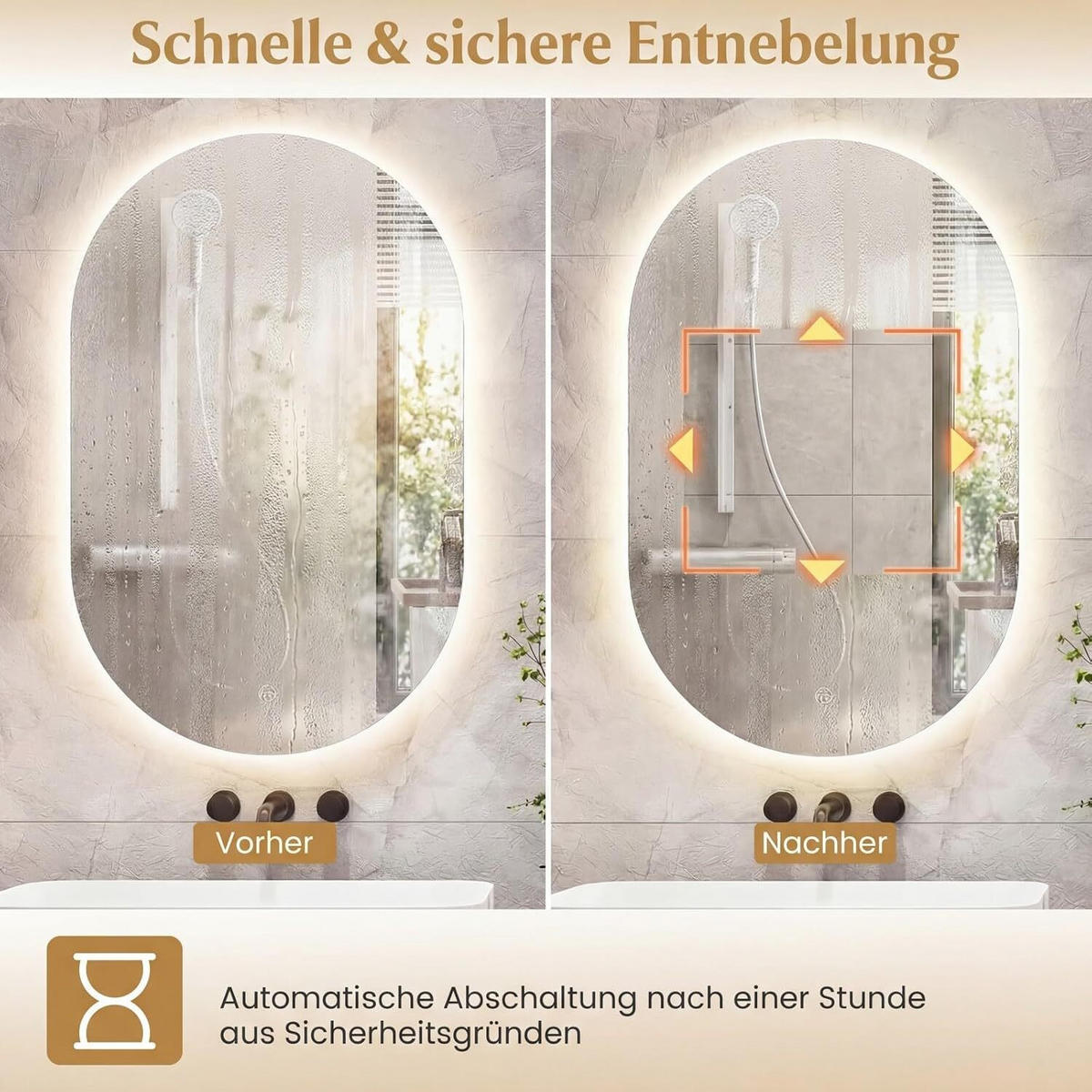 BADEZIMMERSPIEGEL mit Rücklicht silber - Silberfarben, Glas (50/80/2.5cm) - COSTWAY