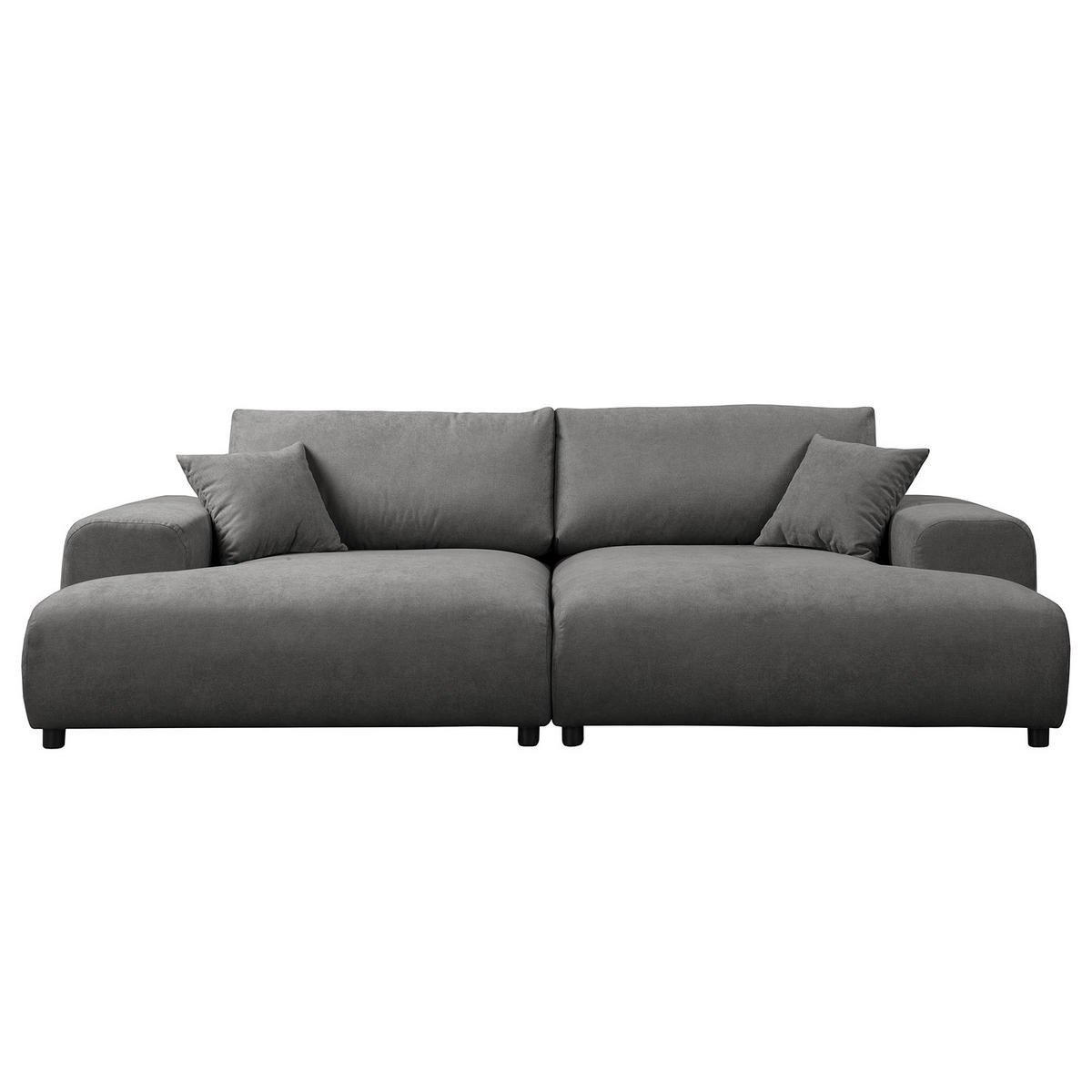 BIGSOFA - Dunkelgrau/Schwarz, Kunststoff/Textil (237/79/144cm) - home24