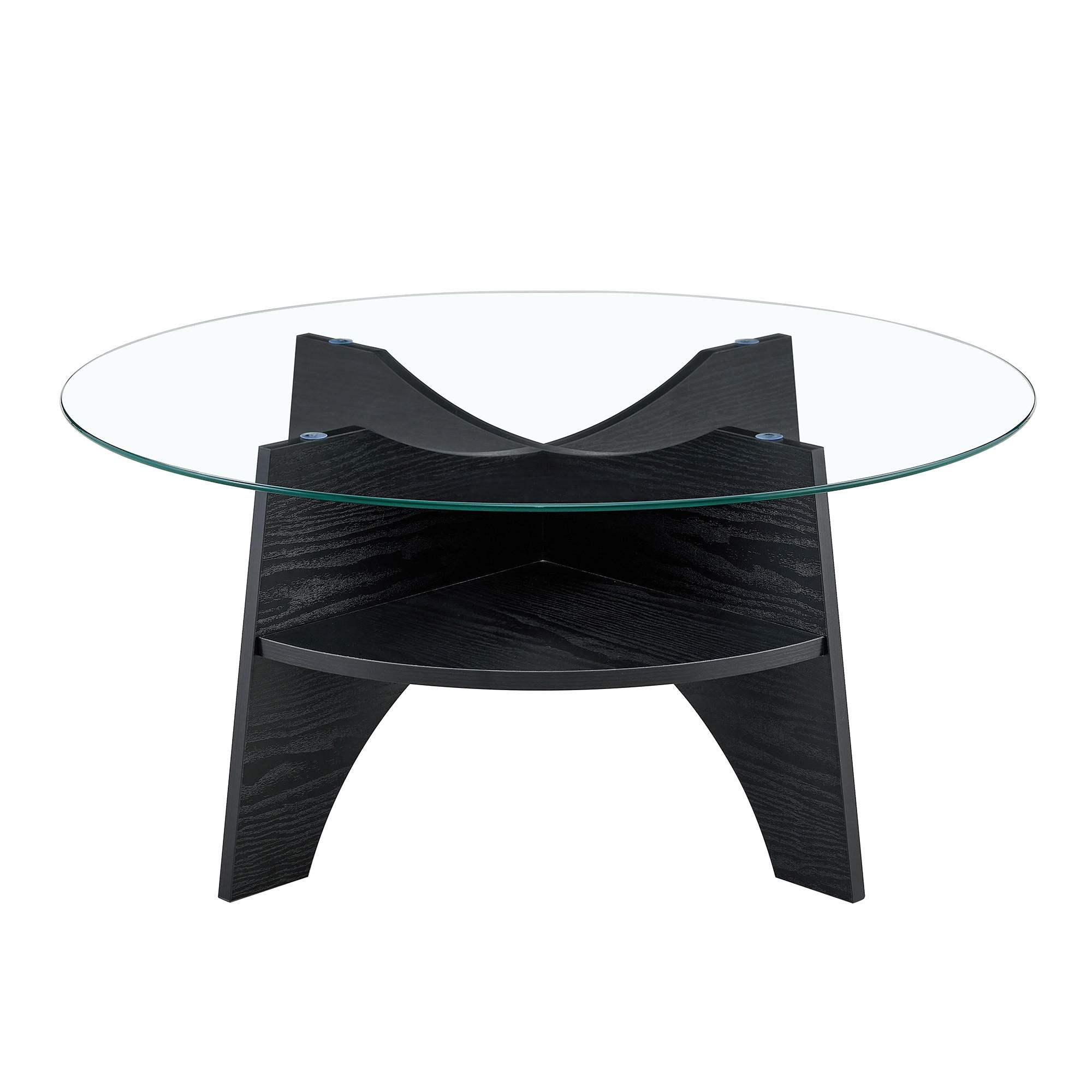 COUCHTISCH in Schwarz Moderner runder Beistelltisch für Esszimmer und Wohnzimmer, Ø80/H36 cm - Transparent/Schwarz, Glas/Holzwerkstoff (80/80/36cm) - STILVORA