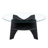COUCHTISCH in Schwarz Moderner runder Beistelltisch für Esszimmer und Wohnzimmer, Ø80/H36 cm - Transparent/Schwarz, Glas/Holzwerkstoff (80/80/36cm) - STILVORA