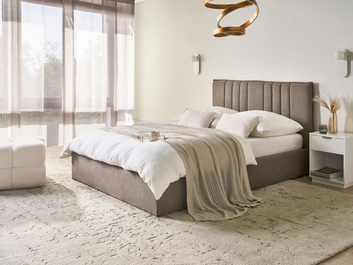 BETT mit Stauraum 140/200 cm Taupe Tarascon - Taupe, Textil (140/200cm) - Beliani