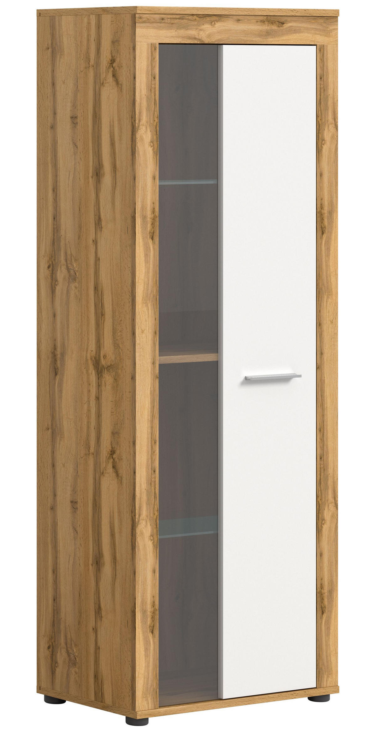 VITRINE JAM (B/H/T: ca. 60/159/35 cm) in Wotan Eiche Nachbildung/weiß - Eiche Wotan, Holzwerkstoff (60/159/35cm)
