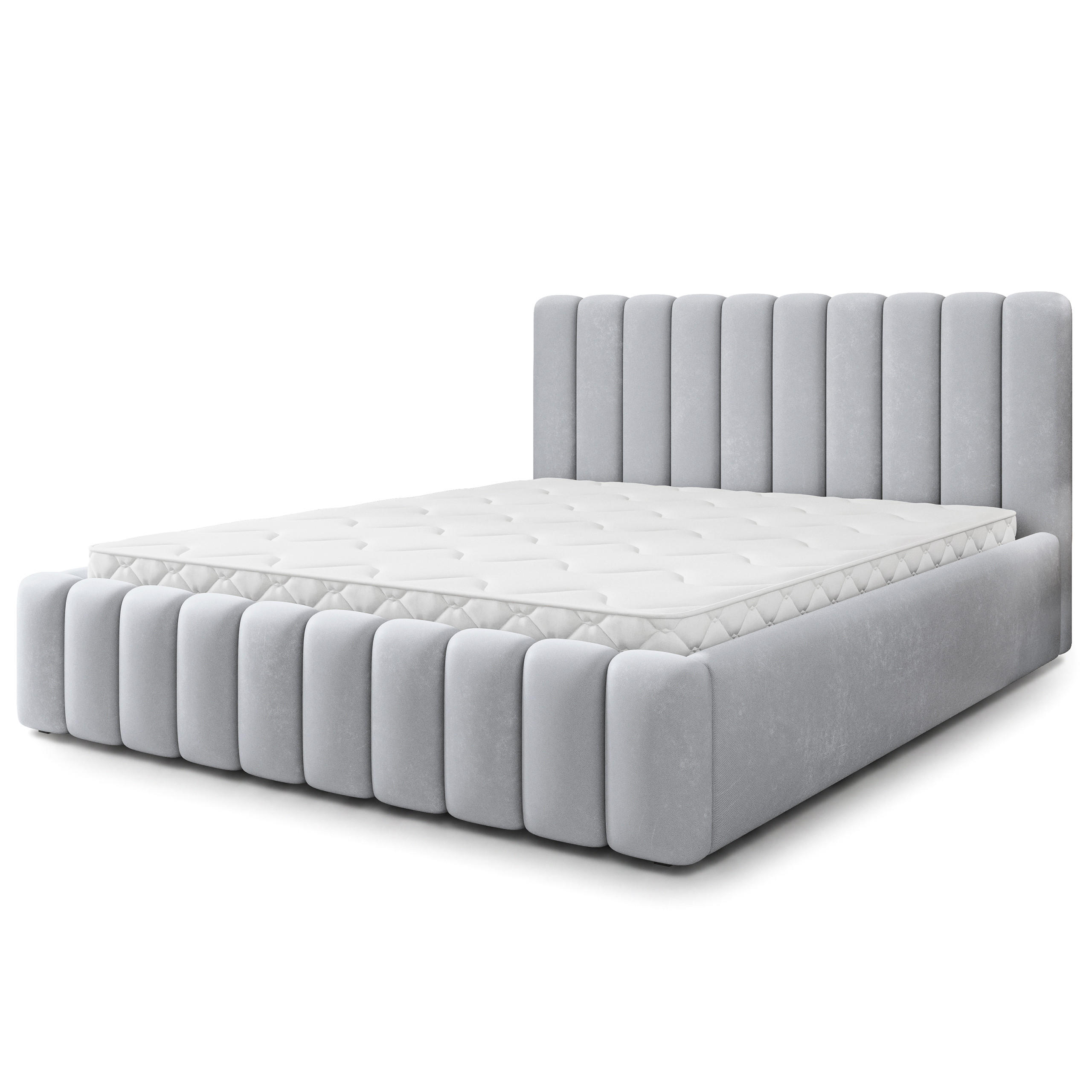 MASSENO ČALOUNĚNÁ Postel DINESE 200x200 cm Světle šedá