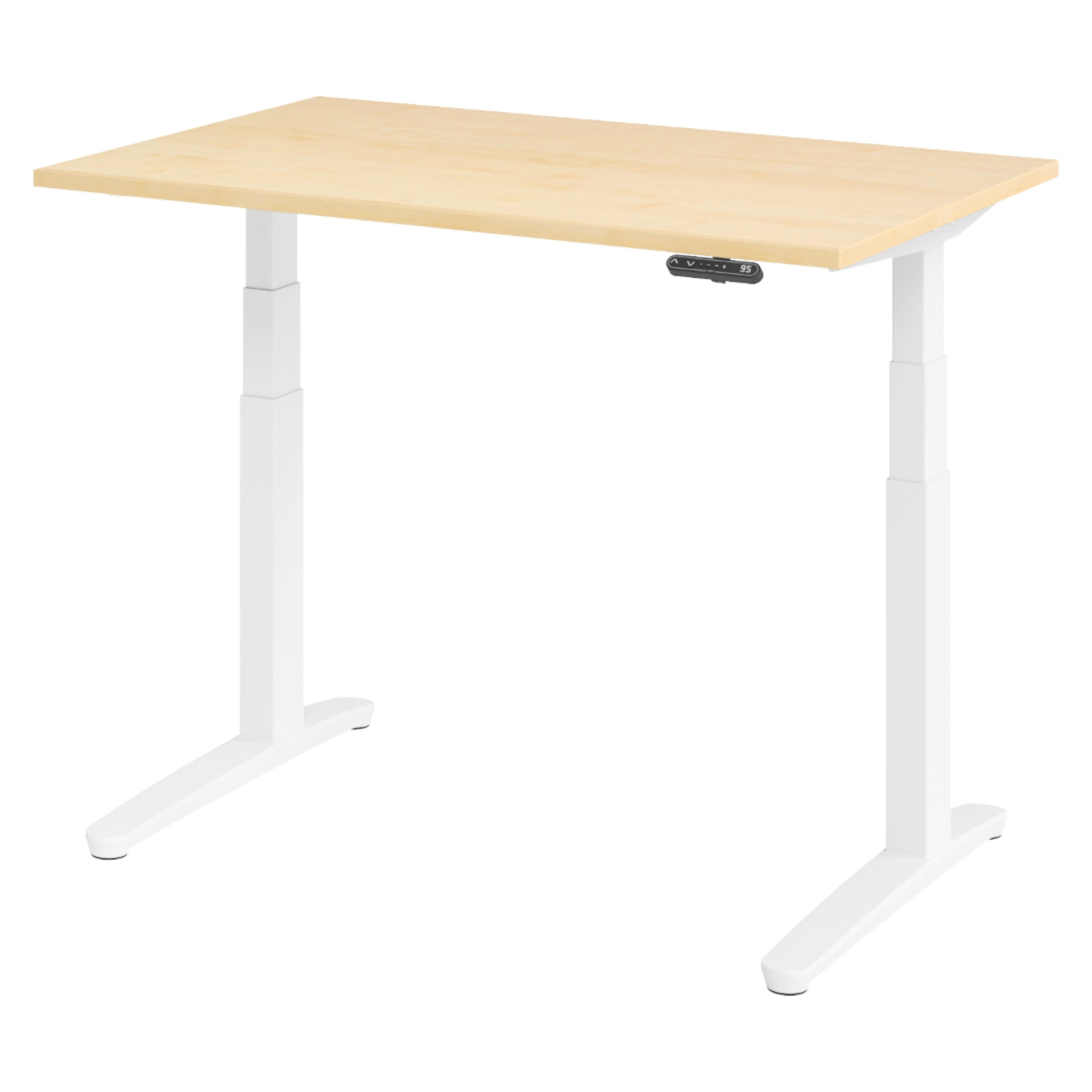 SCHREIBTISCH elektrisch XBHM 80/120/74 cm in Ahornfarben/Weiß - Ahornfarben/Weiß, Holzwerkstoff (80/120/74cm) - bümö