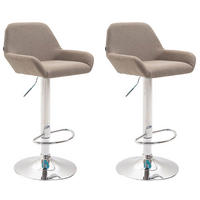 BARHOCKER 2er Set Prag Stoff chrom taupe - Taupe/Weiß, Textil/Metall (51/109/52cm) - TPFLiving