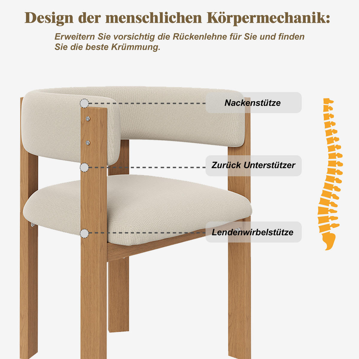 ESSZIMMERSTUHL 6-Tlg Ergonomisch, Polsterung, Eisenbeine Holzoptik - Multicolor, Metall (54/18.11/111cm) - FLIEKS