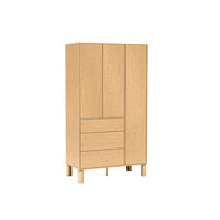 KLEIDERSCHRANK Sanden Ecihe, dreitürige Drehtürenschränk mit Schubladen - Eichefarben, Holzwerkstoff (110/197/55cm) - Bettso