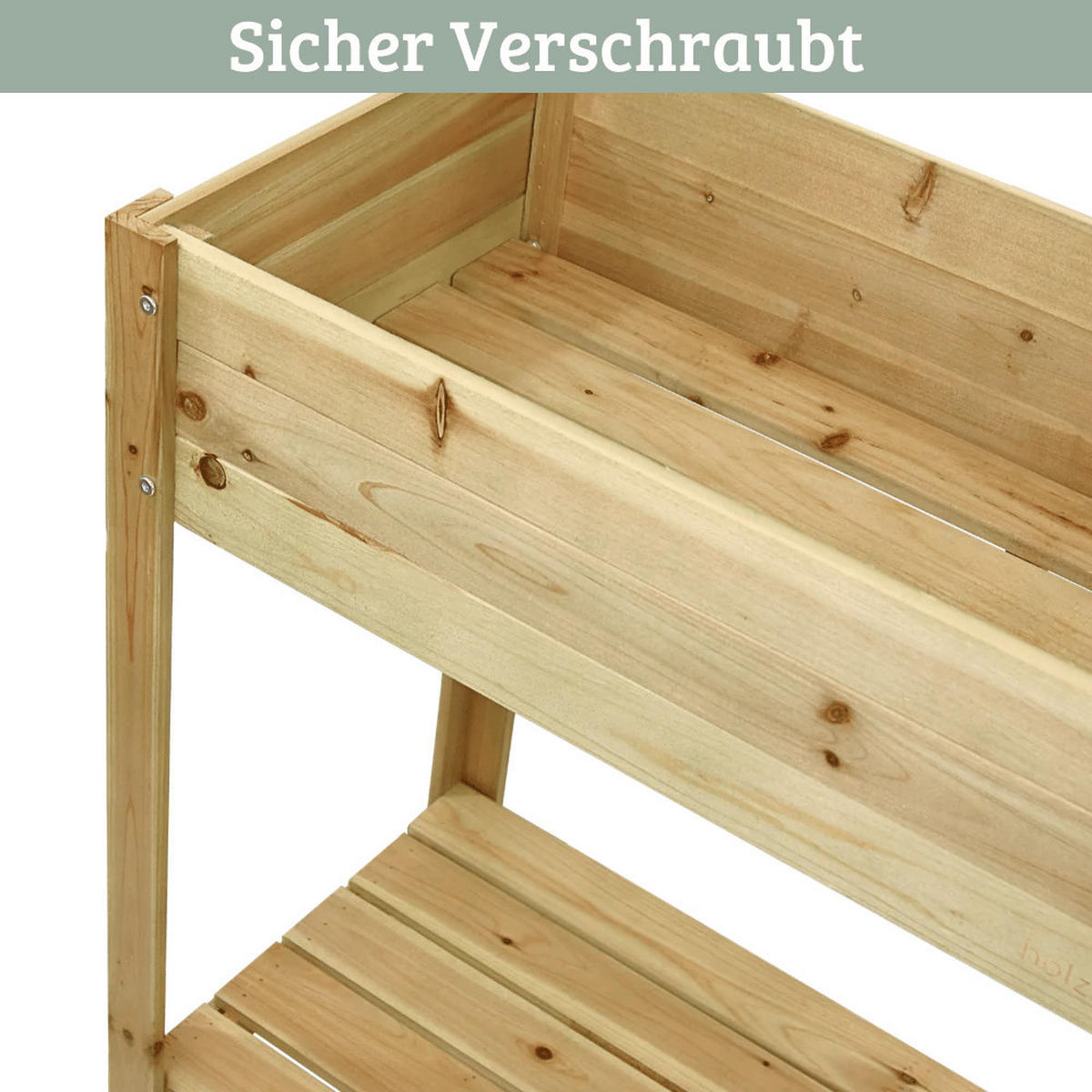HOCHBEET Balkon Holz KLEO Inkl. Vlies Natur - Braun, Holz (80/78/37cm) - DELUKE