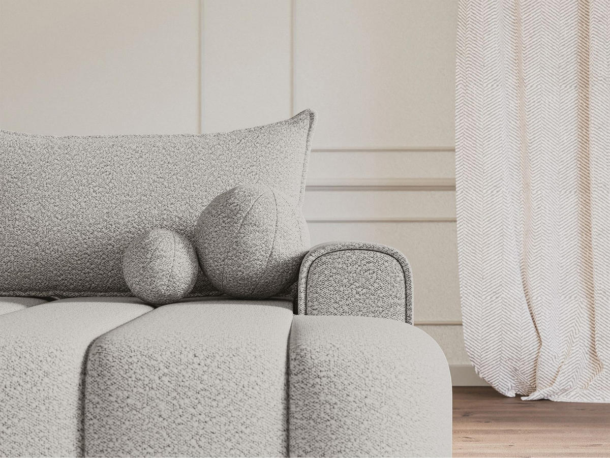 ECKSOFA Dandelino Hellgrau mit Bouclé-Bezug, rechts - Hellgrau/Schwarz, Kunststoff/Textil (275/168cm) - Selsey