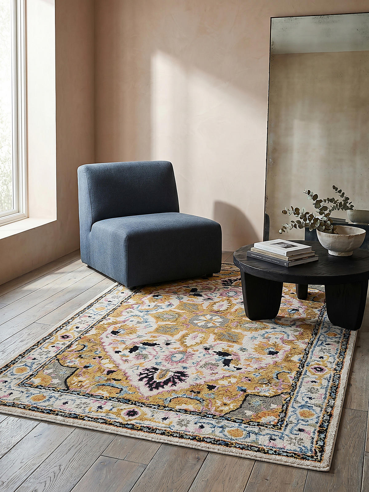 WOLLTEPPICH SOAR, klassisch-floral, Gelb-Grau, 200 x 290 cm - Gelb, Textil (290/200cm) - KADIMA DESIGN