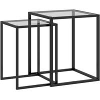 BEISTELLTISCH Set 42/42/51 cm schwarz aus Sicherheitsglas stapelbar - Schwarz, Glas (42/42/51cm) - OKWISH