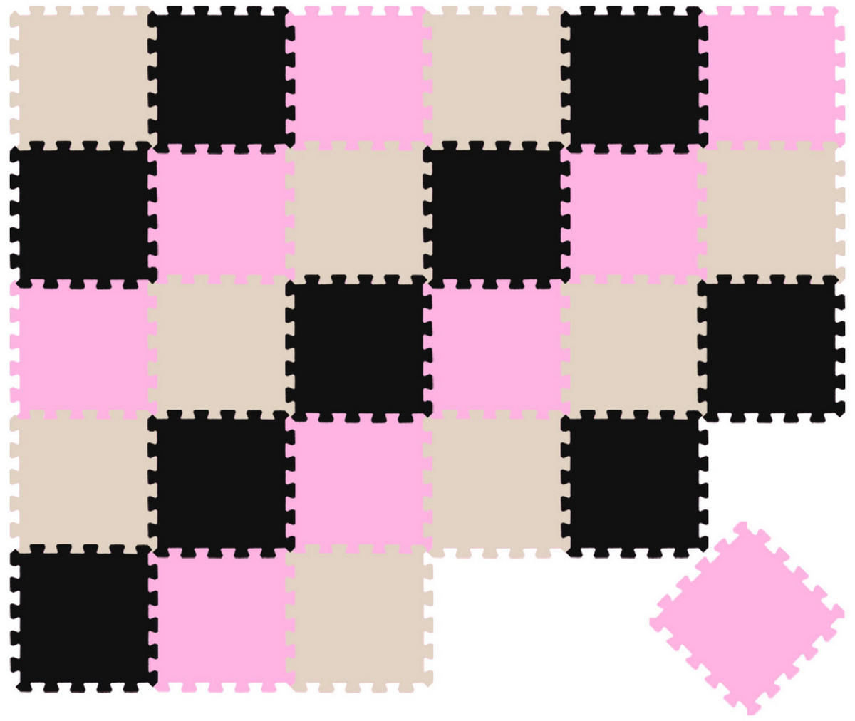 SPIELMATTE ab Null - 270/90 cm Puzzlematte Schwarz - Multicolor, Kunststoff (30/30cm) - Littletom