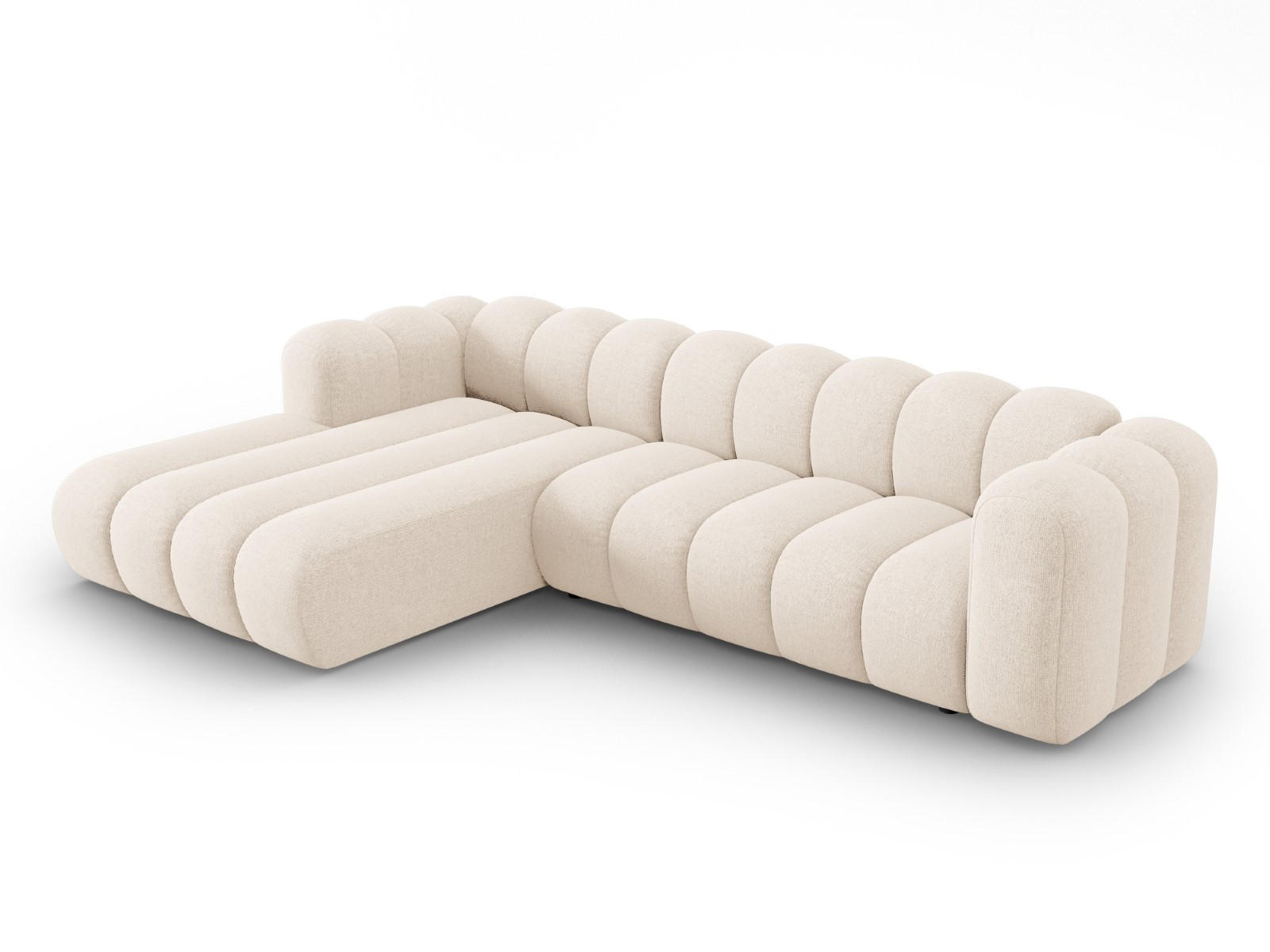 ECKSOFA modular links Lupine aus Chenille-Stoff leichtes beige 4 Sitzplätze - Creme, Textil (177/290cm) - Micadoni
