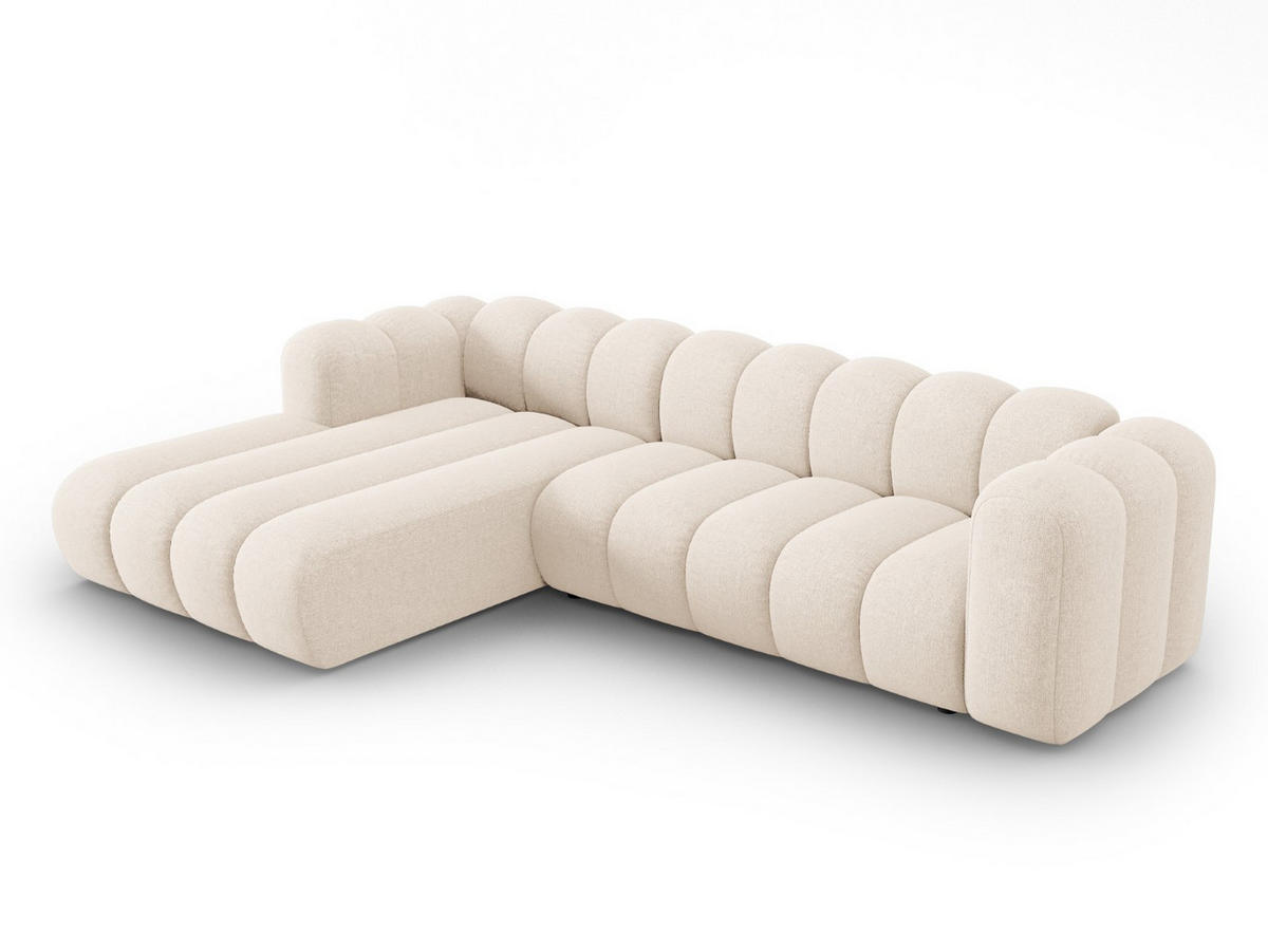 ECKSOFA modular links Lupine aus Chenille-Stoff leichtes beige 4 Sitzplätze - Creme, Textil (177/290cm) - Micadoni