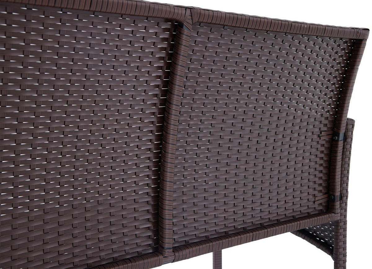 BALKONSET Bistroset Netor Metall Braun Gartenloungeset Rattan - Braun, Metall - DELUKE