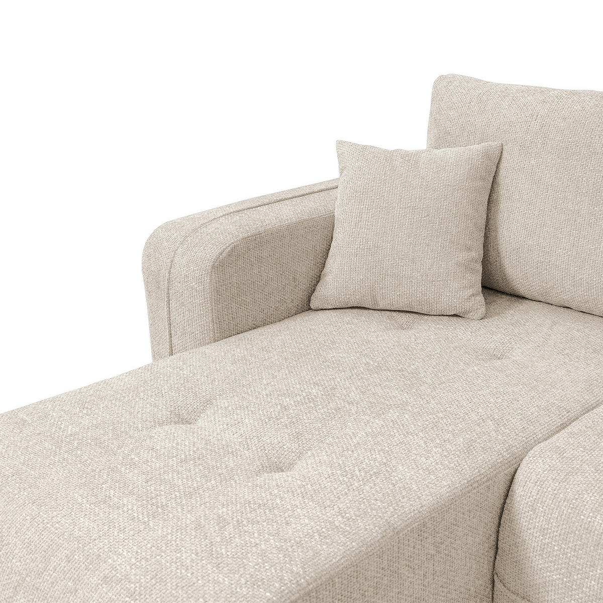 WOHNLANDSCHAFT - Beige/Schwarz, Kunststoff/Textil (312/82/145cm) - home24