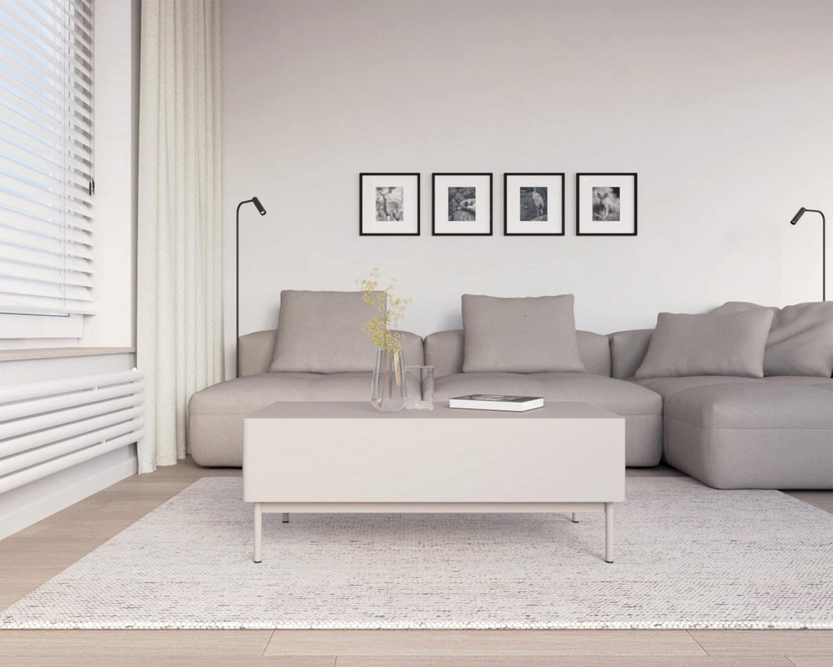KONFERENČNÍ stolek Olio Kašmírový se dvěma výklopnými dvířky 100 x 53 cm - bílá, kov/kompozitní dřevo (53.2/100/40.2cm) - Selsey