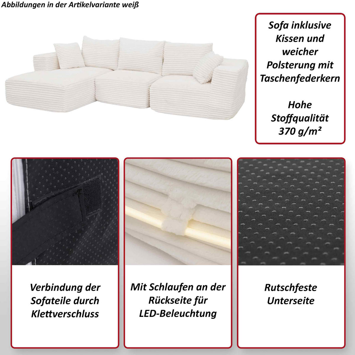 SOFA-GARNITUR Hellgrau - Hellgrau, Textil (276/58/154cm) - MCW