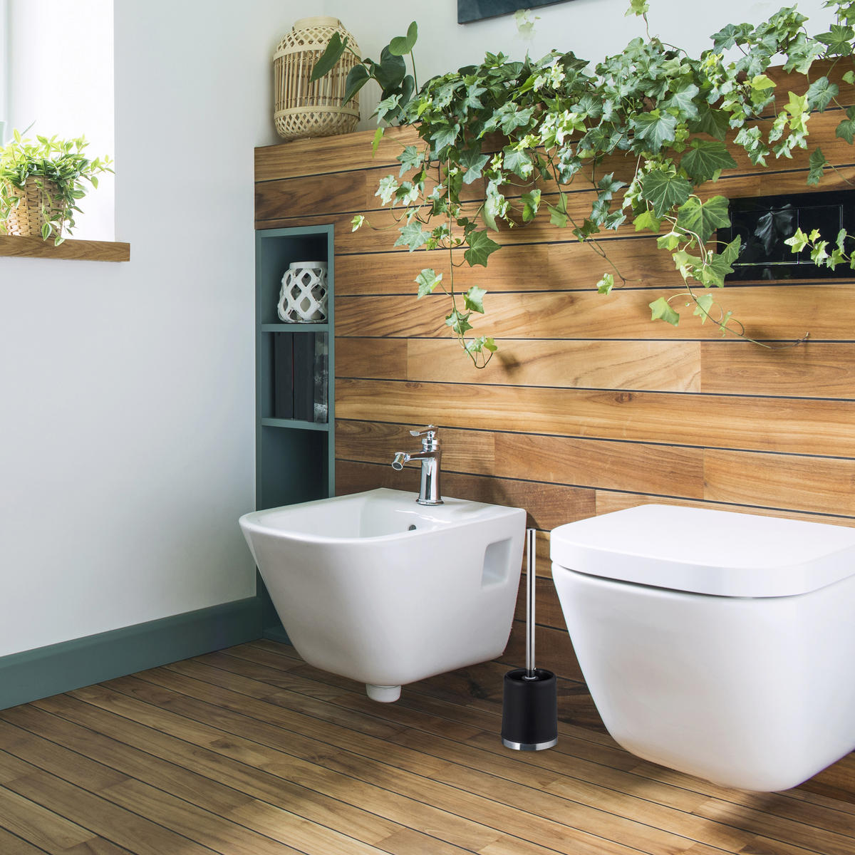 WC-GARNITUR - Schwarz, Kunststoff (10/37.5/10cm) - Relaxdays