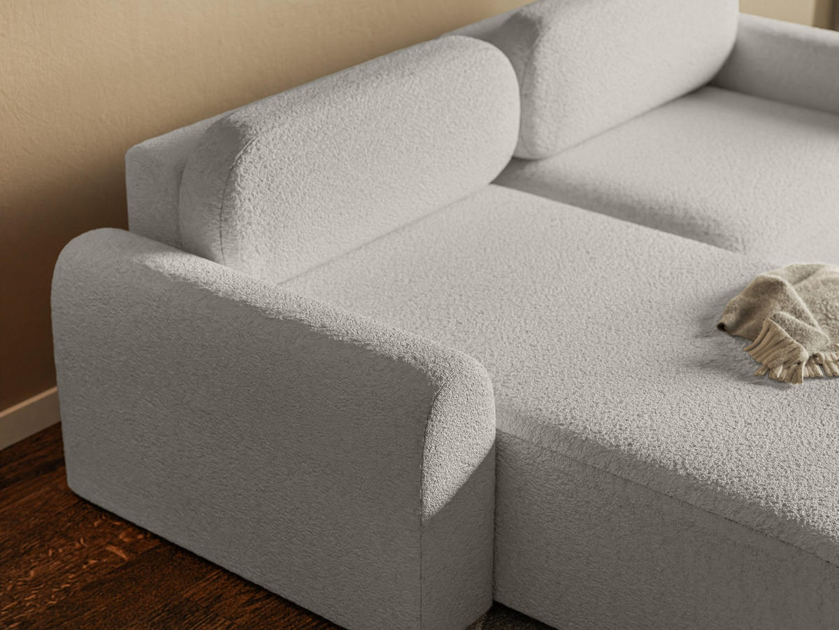 ECKSOFA Lome Mini mit Schlaffunktion, Silber - Grau, Textil (244/165cm) - Fedve