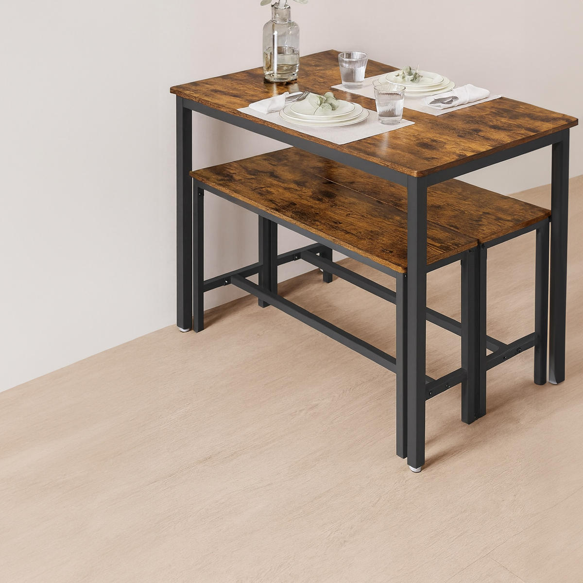 3-TLG.ESSTISCH-SET - Multicolor, Holzwerkstoff/Metall (60/110/75cm) - Relaxdays