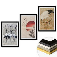 WANDBILDER 3er-Set - 40x60 cm Schwarzer Rahmen - Japanische Kraniche Landschaft - Schwarz, Kunststoff (40/60cm) - ArtPrintCave