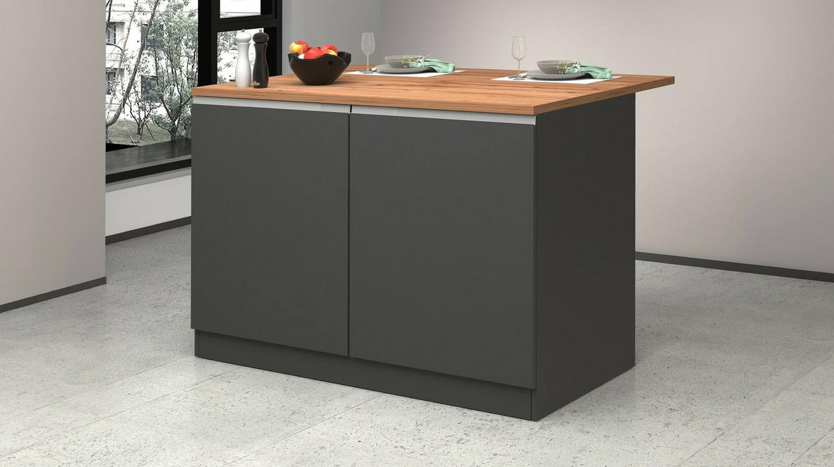 KÜCHENINSEL Anthrazit, Eiche 90/125/90 cm - Eichefarben/Anthrazit, Holzwerkstoff (125/90/90cm) - DMORA