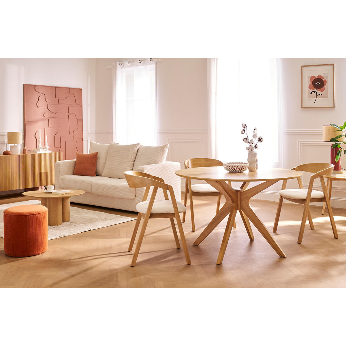 ESSTISCH Design Rund Nussbaum D120 cm DIELLI - Walnussfarben, Holz (120/120/75cm) - Miliboo