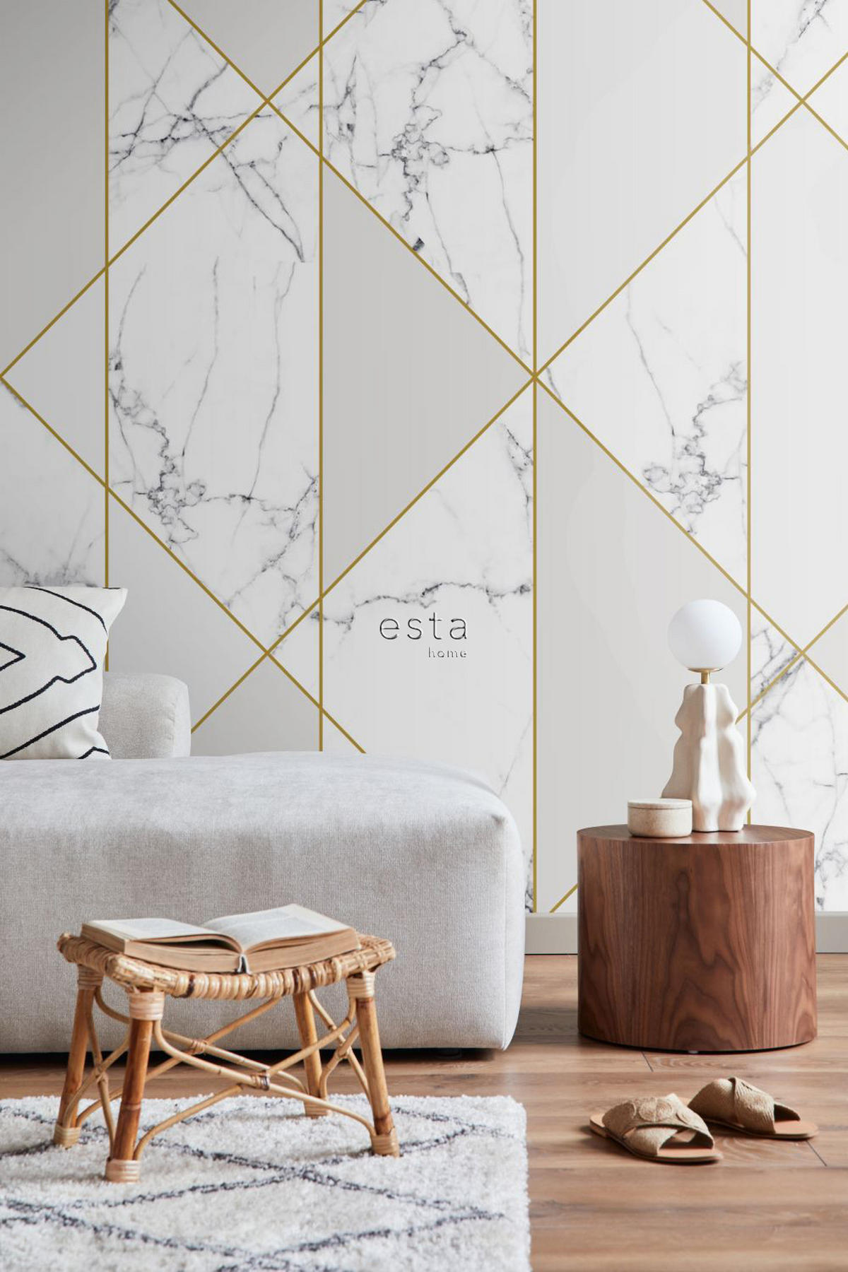 FOTOTAPETE Marmor-Optik 250 x 279 cm - Weiß, Papier (250/279cm) - ESTAhome