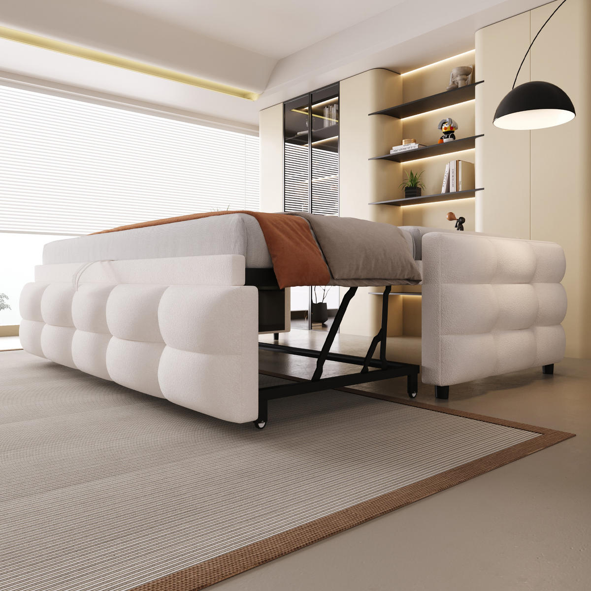 POLSTERBETT 90/190 cm Beige mit Ausziehbett - Beige, Textil (90/200cm) - Oxeza