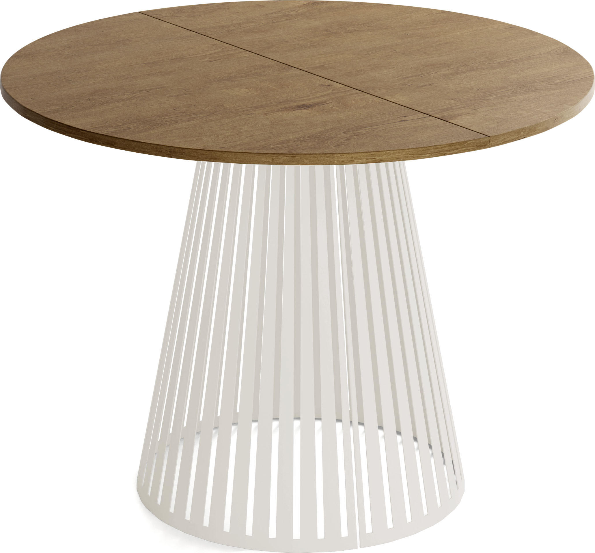 ESSTISCH Naro rund ausziehbar mit Lamellen-Metallgestell in Beige Kaschmir, Braun 100-180/100/76 cm - Kaschmir/Alteiche, Holzwerkstoff/Metall (100/100/76cm) - WFL GROUP