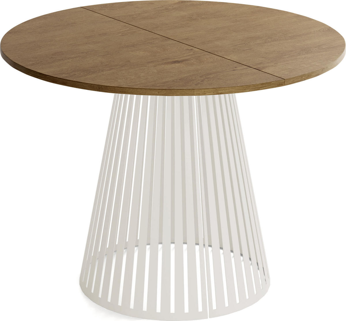 ESSTISCH Naro rund ausziehbar mit Lamellen-Metallgestell in Beige Kaschmir, Braun 100-180/100/76 cm - Kaschmir/Alteiche, Holzwerkstoff/Metall (100/100/76cm) - WFL GROUP