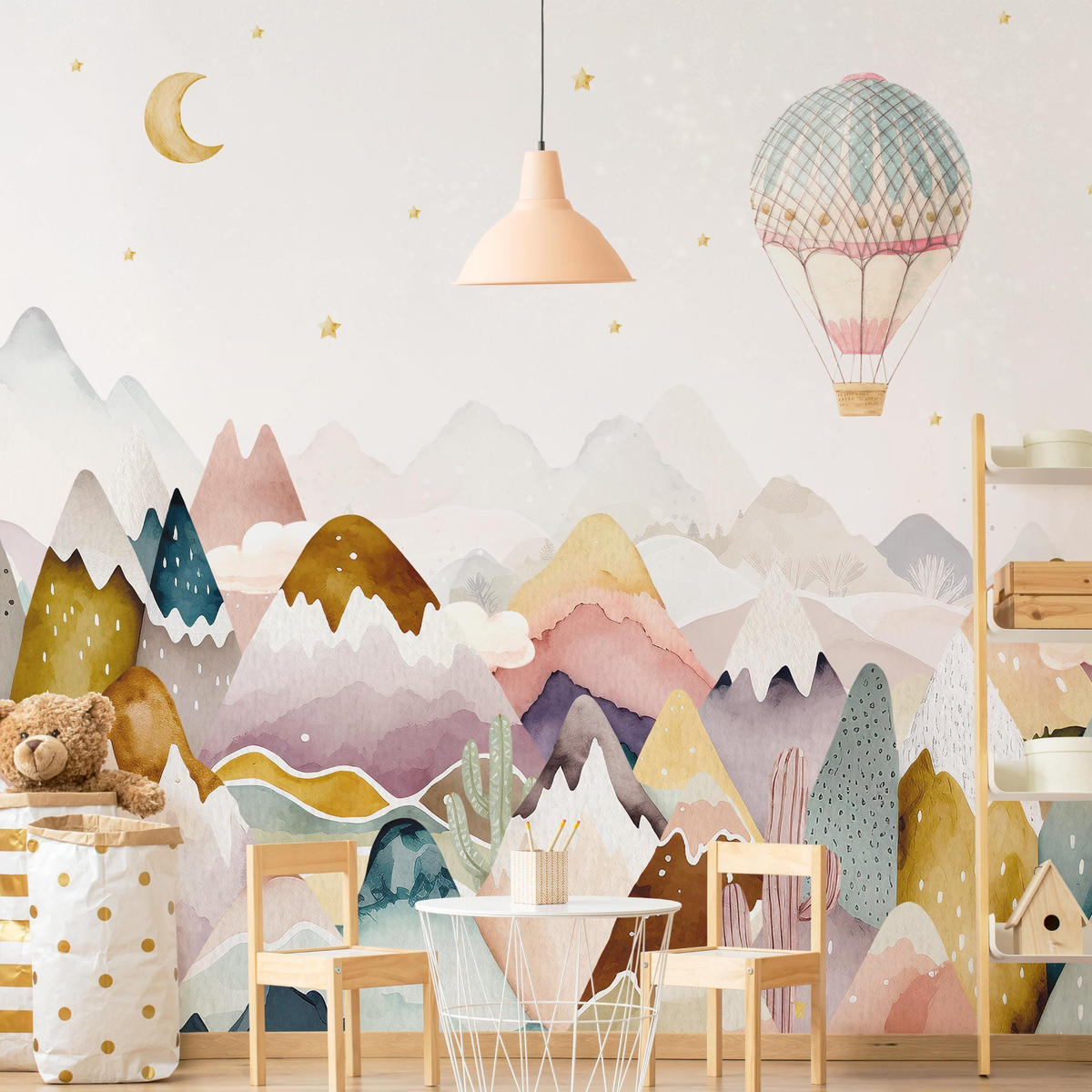 FOTOTAPETE Boho Berglandschaft 240/240 cm - Multicolor, Papier (240/240cm) - Bilderwelten