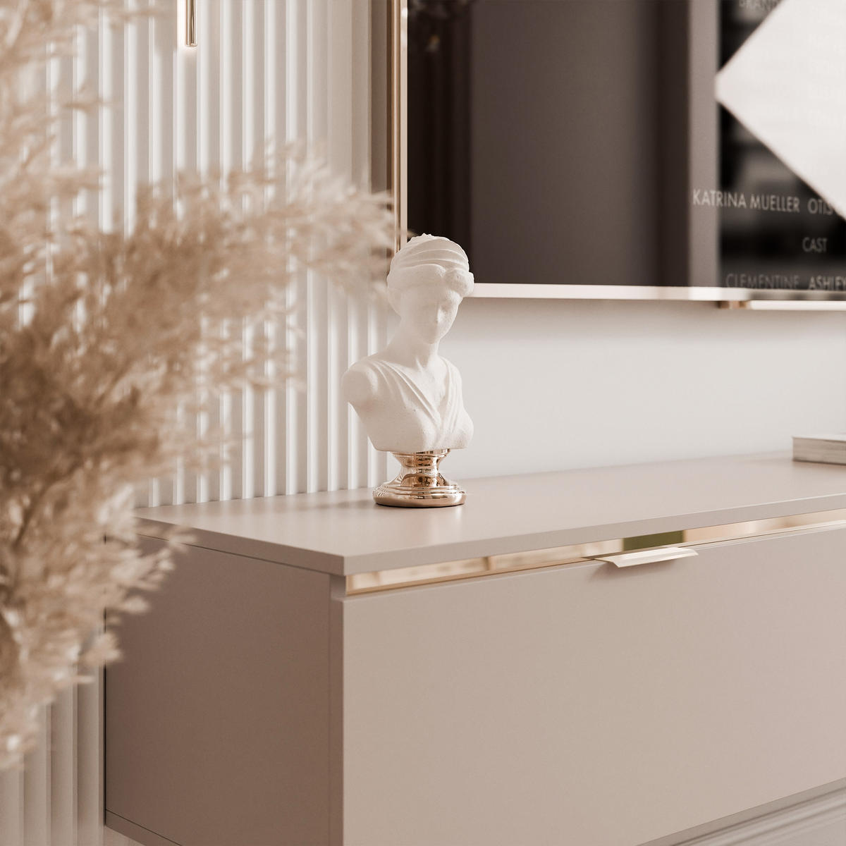 TV-SCHRANK SELIA 200 cm auf goldfarbenen Füßen, Kaschmir - Kaschmir, Holzwerkstoff (200/42/35cm) - Idohome