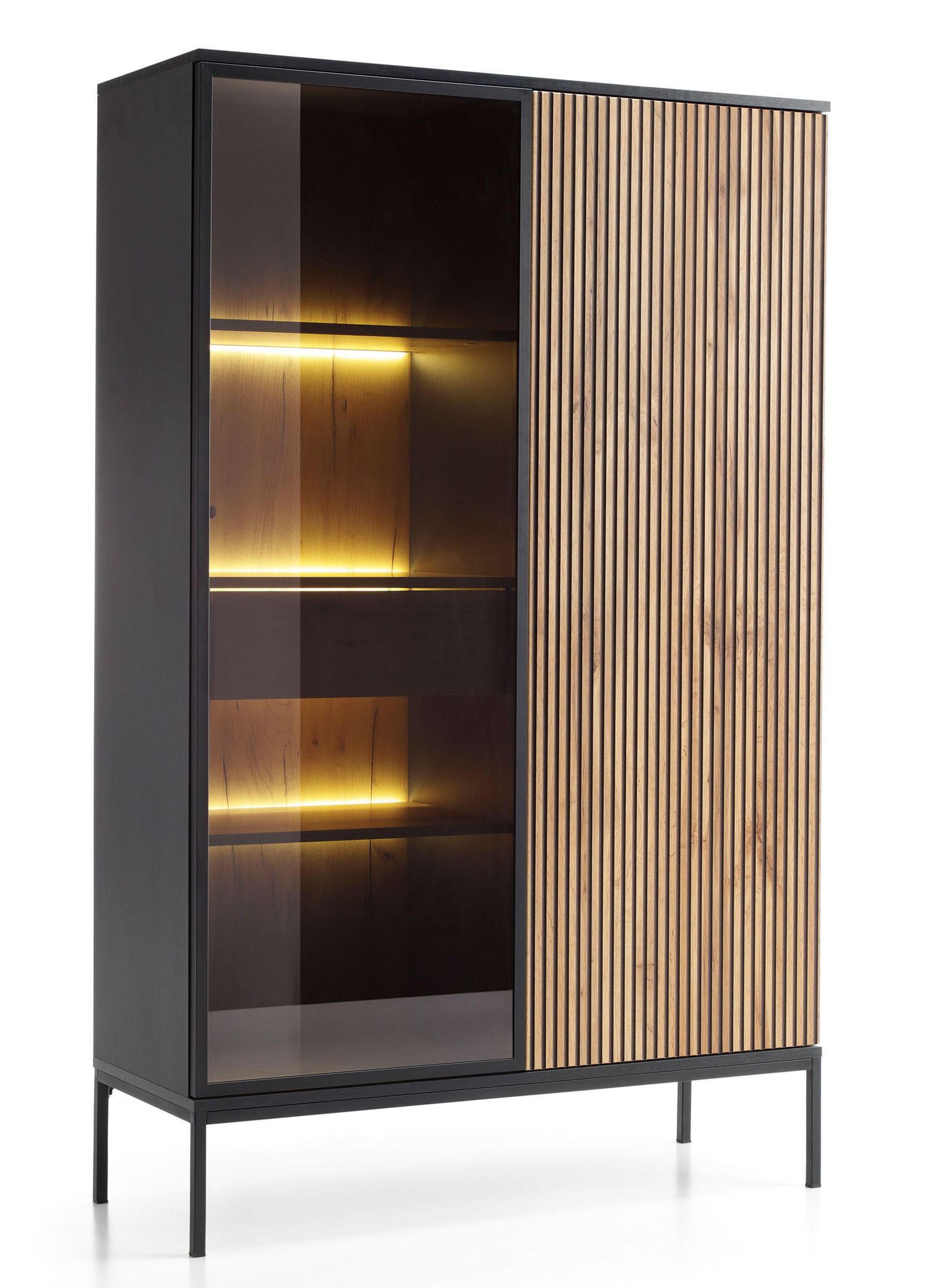 Feldmann-Wohnen Vitrine Schwarz 104x166x39 cm