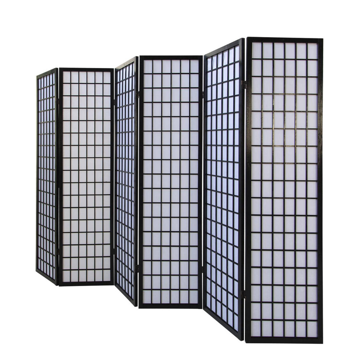 PARAVENT 6-tlg. 264/175 cm Schwarz Shoji - Schwarz, Holz (264/175/2cm) - Homestyle4u