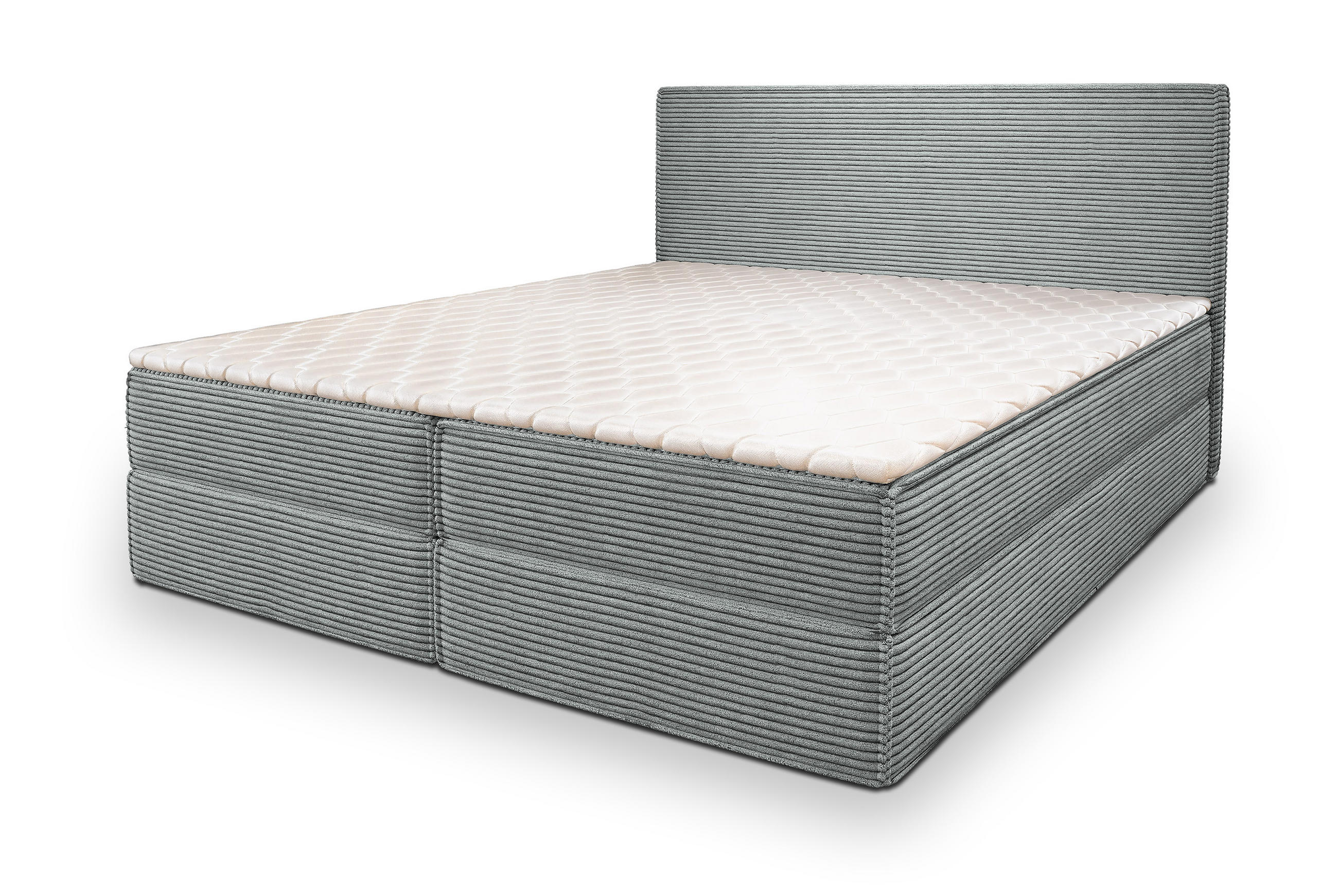 BOXBETT PELLIO 140x200 cm mit Matratze und Topper - Hellgrau - Hellgrau, Holz (140/200cm) - MASSENO