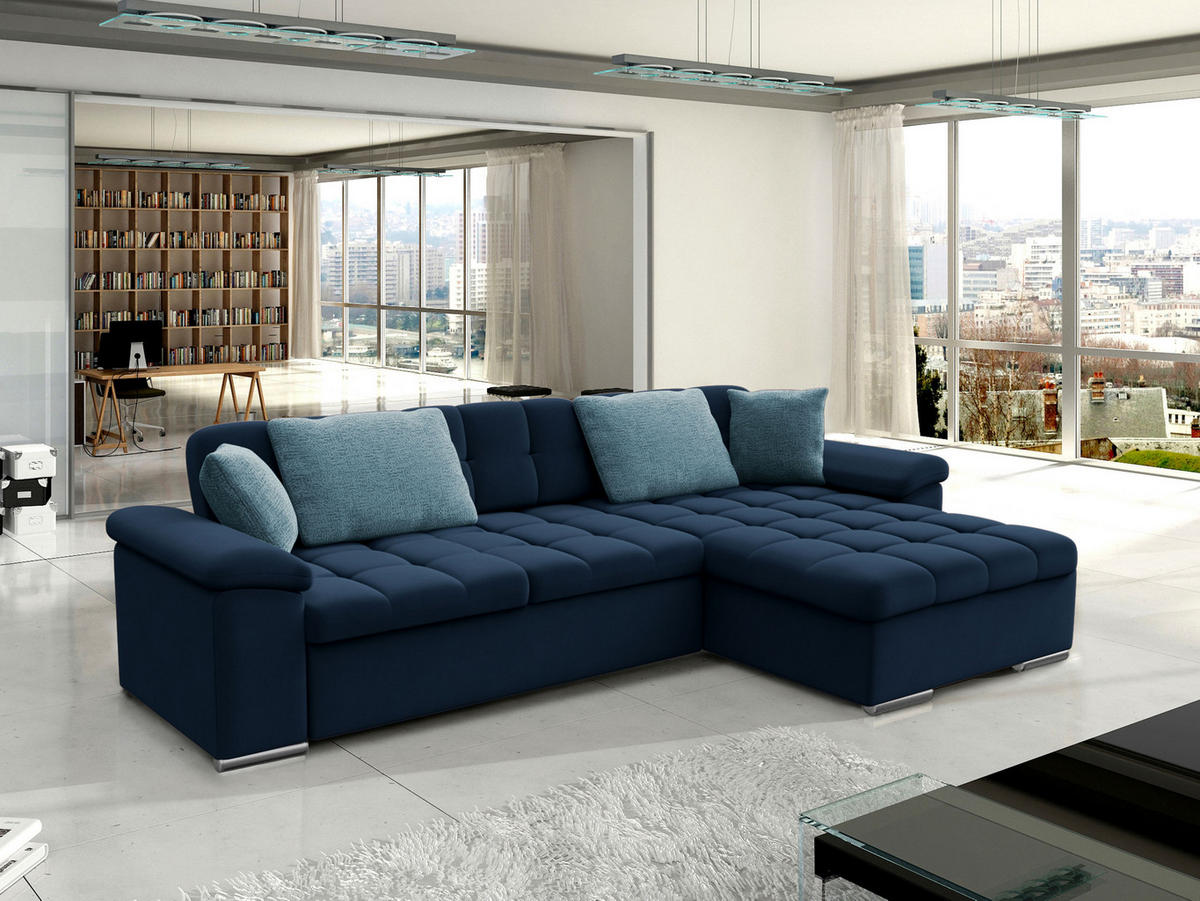 ECKSOFA Diana Premium, Seite: Rechts - Dunkelblau, Holz/Textil (280/160cm) - MIRJAN24