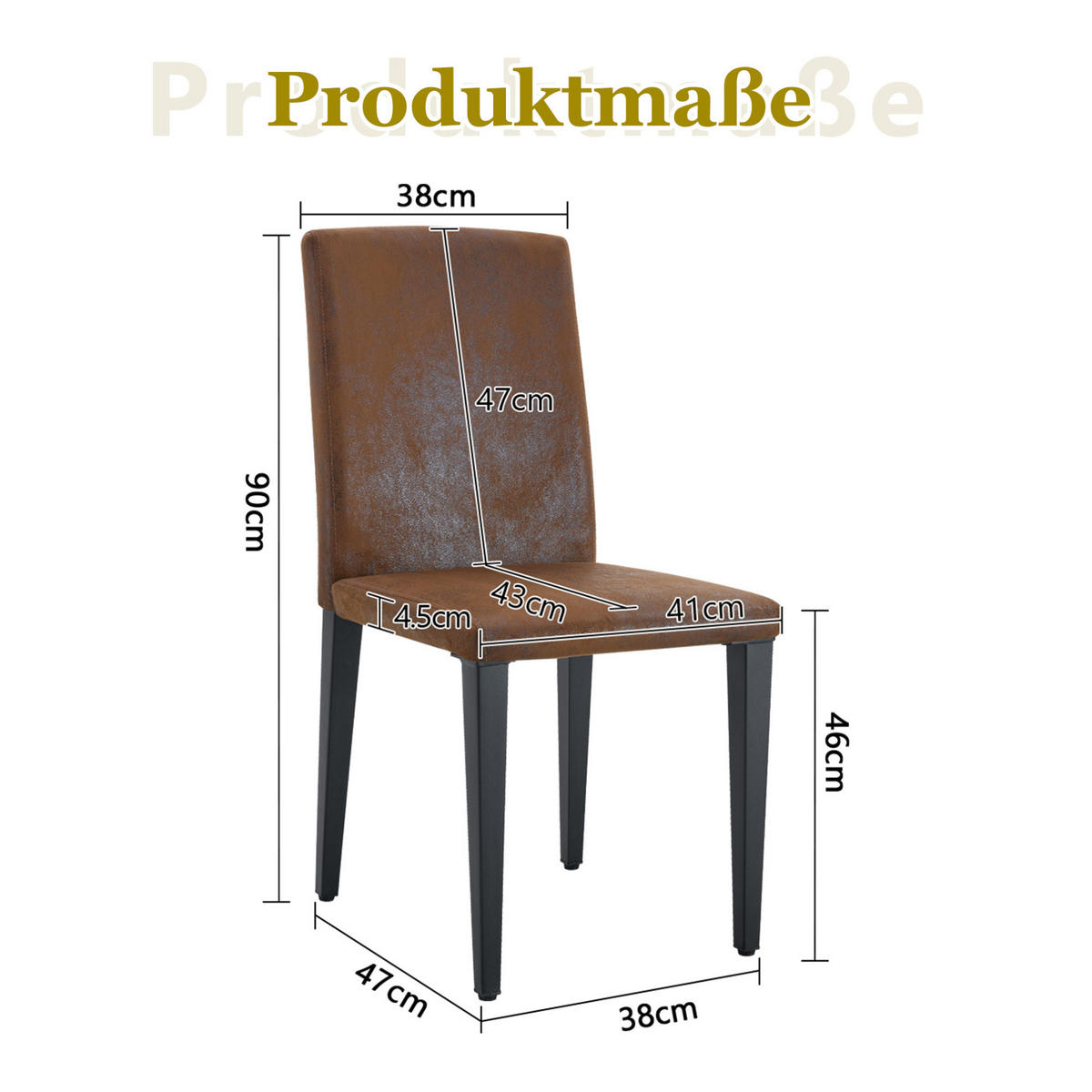 STUHL 2er-Set Esszimmer 90 cm Webstoff Braun-Schwarz - Schwarz, Metall (47/90/41.1cm) - Meubliv