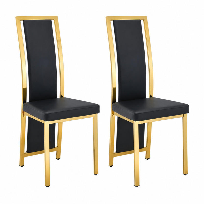 ESSZIMMERSTUHL 2er-Set 109 cm Metall PU-Leder Schwarz Gold - Schwarz, Metall (42.7/109/44cm) - Meubliv