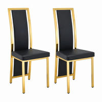 ESSZIMMERSTUHL 2er-Set 109 cm Metall PU-Leder Schwarz Gold - Schwarz, Metall (42.7/109/44cm) - Meubliv