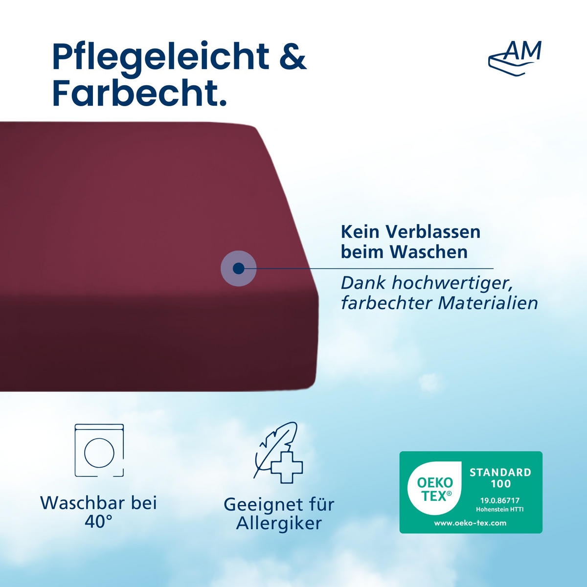 SPANNBETTLAKEN BOXSPRING 160/200/33 cm Bordeaux - Bordeaux, Textil (160/200cm) - AM Qualitätsmatratzen