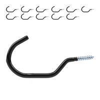 FAHRRADHAKEN Schwarz Silber 12er-Set Stahl - Schwarz, Kunststoff/Metall (0.7/7/14.5cm) - Relaxdays