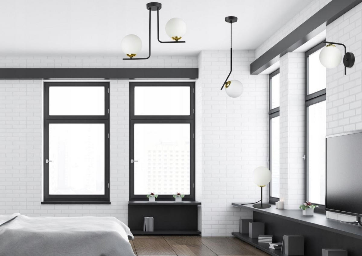 PENDELLEUCHTE Milano Spot - Goldfarben/Schwarz, Glas/Metall (14/14/100cm) - kiki design