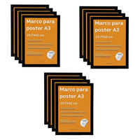 RAHMEN Set mit 12 aus MDF und Acrylglas Schutz und Aussteller für Fotografien, Bilder, Poster, Gemälde, Dekoration für Haus Farbe Schwarz A3 - Schwarz, Holz (29.7/3/42cm) - Nacnic