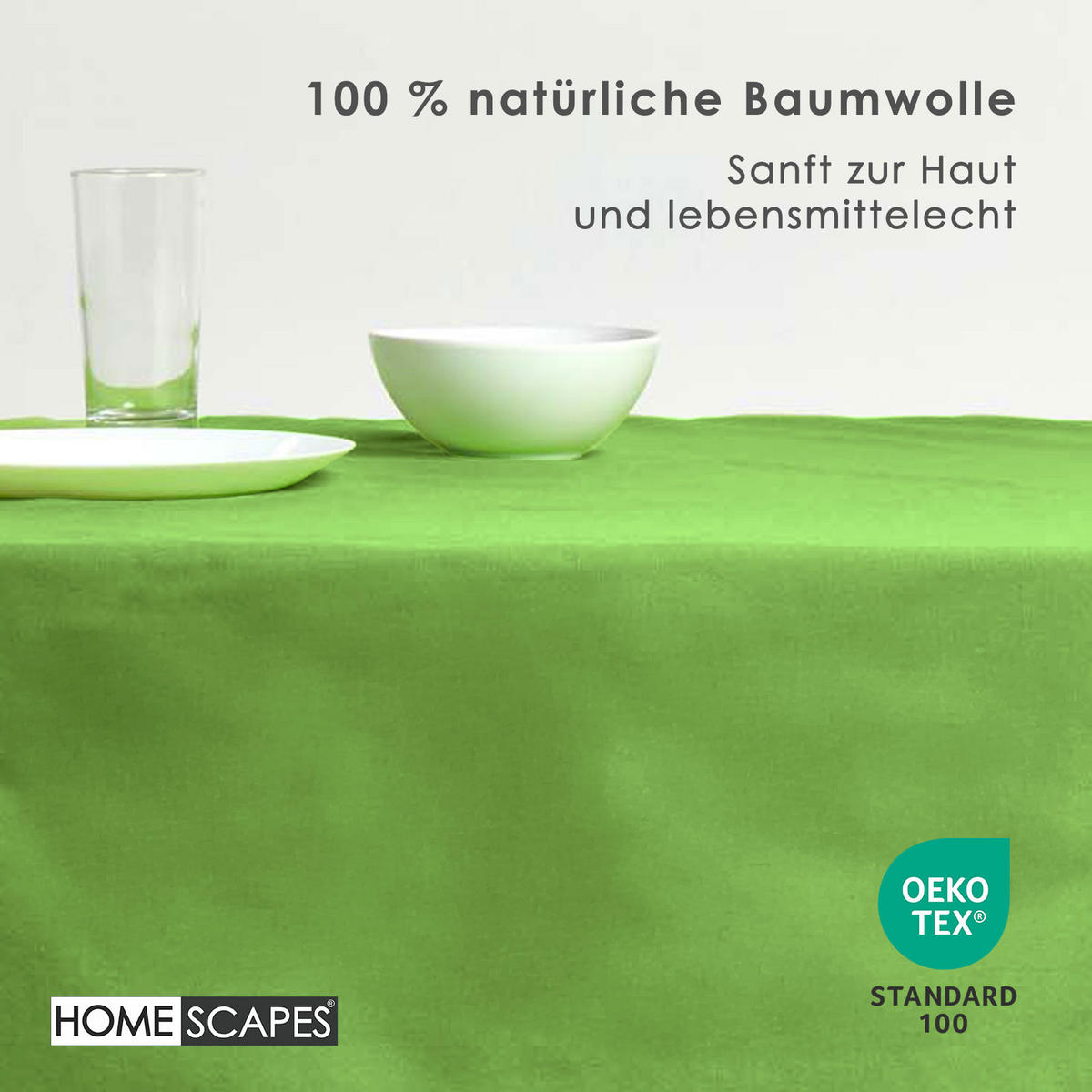 TISCHDECKE limette 137/228 cm, 100% Baumwolle - Limette, Textil (137/228cm) - Homescapes