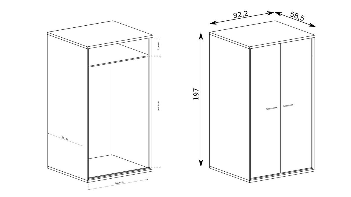 DREHTÜRENSCHRANK SYNDRA 92,2/197/58,5 cm 2-türig Eichefarben - Eichefarben, Holzwerkstoff (92.2/197/58.5cm) - MASSENO