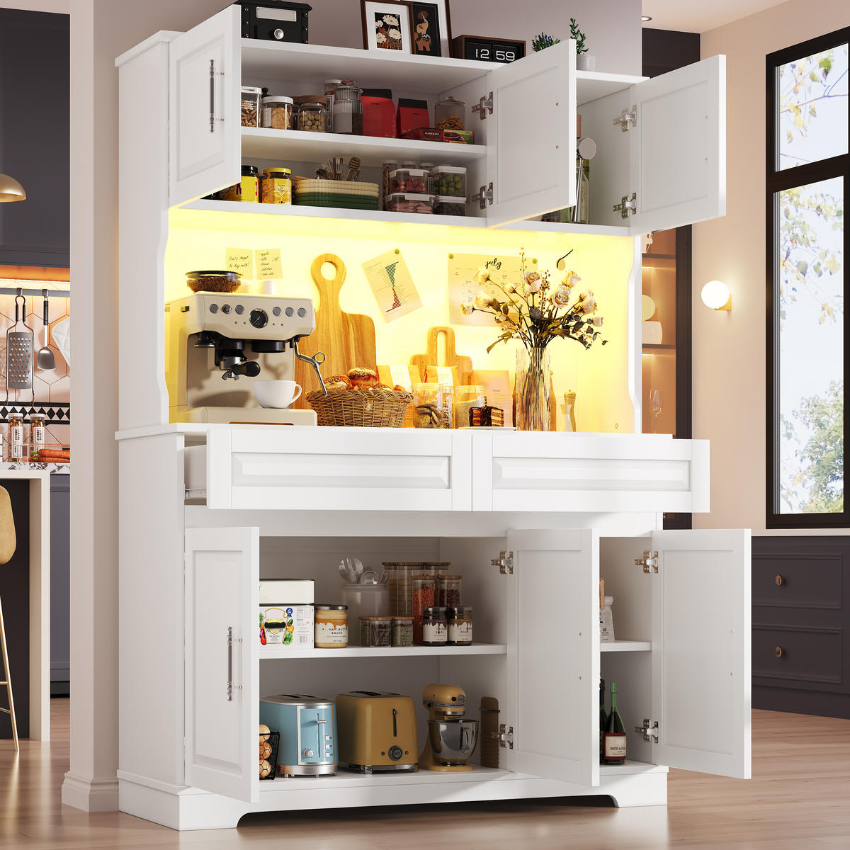 BUFFETSCHRANK App-Steuerung Weiß 108/40/180 cm - Weiß, Holz (108/180/40cm) - PANGIVO