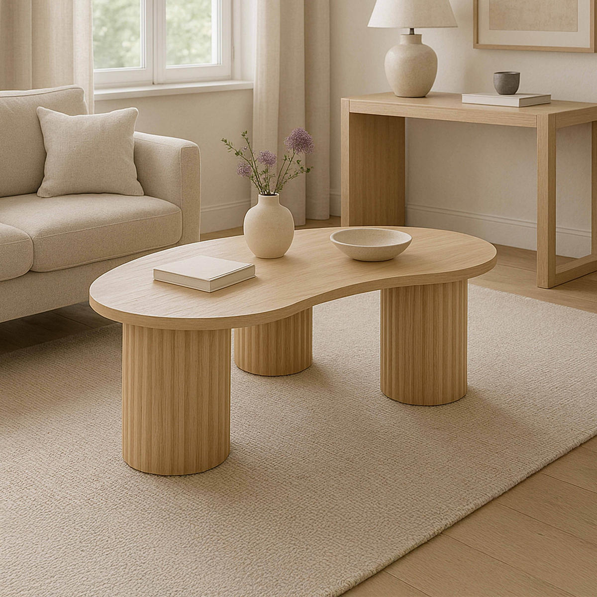 COUCHTISCH, Beigefarbe - Beige, Holzwerkstoff (60/100/38cm) - Oviala